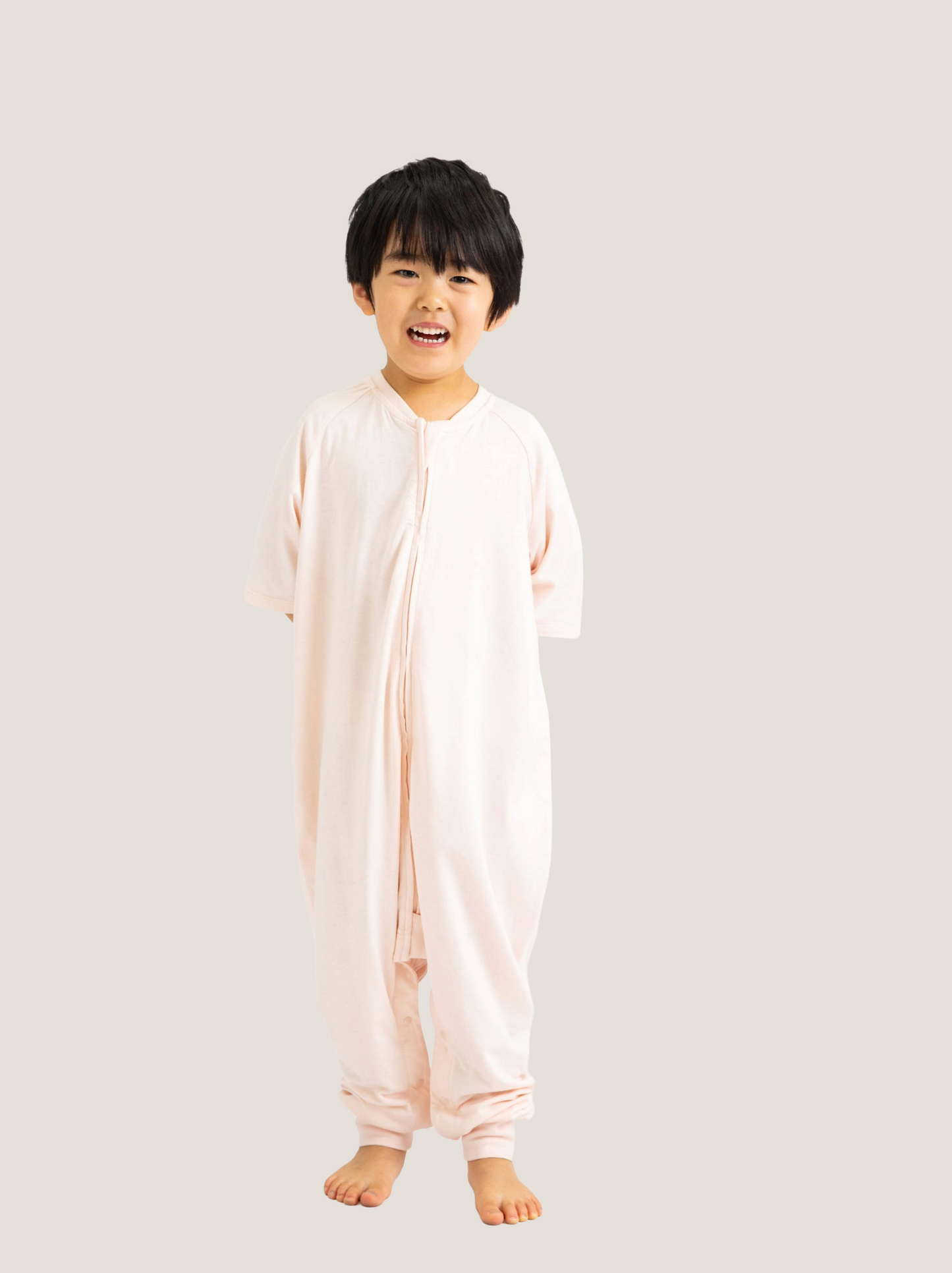 Short sleeve Bamboo Zipsuit - Soft Pink
