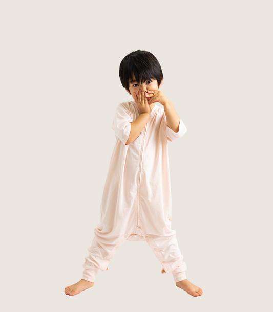 Short sleeve Bamboo Zipsuit - Soft Pink