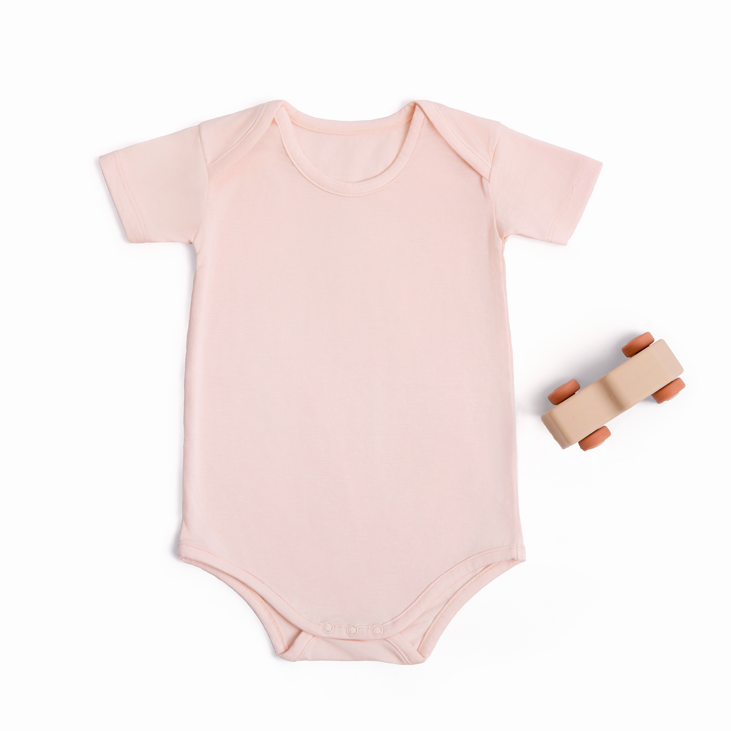 2 Pack Short Sleeve Bamboo Body Suit (Beige & Pink)