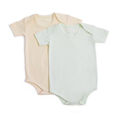 2 Pack Short Sleeve Bamboo Body Suit (Beige & Green)