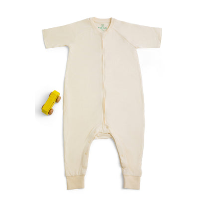 Short sleeve Bamboo Zipsuit - Beige