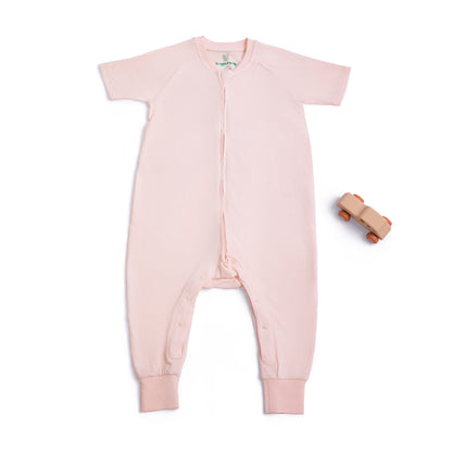 Short sleeve Bamboo Zipsuit - Soft Pink