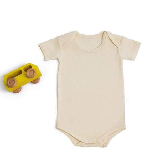 2 Pack Short Sleeve Bamboo Body Suit (Beige & Pink)